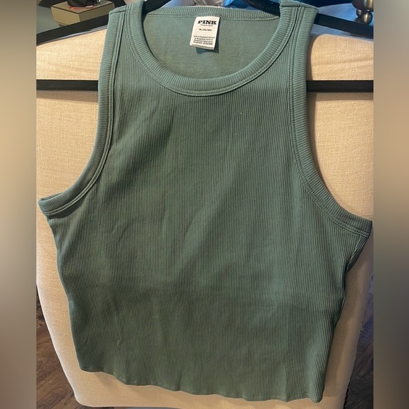 PINK Victoria's Secret Ribbed Tank Top - Blue-Green - Picture 1 of 8